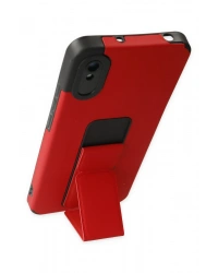 Newface Xiaomi Redmi 9A Kılıf Mega Standlı Silikon - Kırmızı