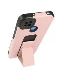 Newface Xiaomi Redmi 9C Kılıf Mega Standlı Silikon - Pudra