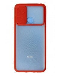 Newface Xiaomi Redmi 9C Kılıf Palm Buzlu Kamera Sürgülü Silikon - Kırmızı