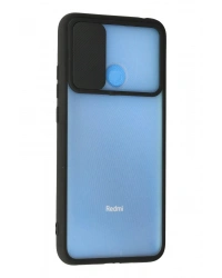 Newface Xiaomi Redmi 9C Kılıf Palm Buzlu Kamera Sürgülü Silikon - Siyah