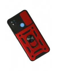 Newface Xiaomi Redmi 9C Kılıf Pars Lens Yüzüklü Silikon - Kırmızı