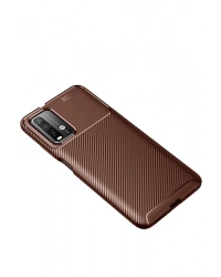 Newface Xiaomi Redmi 9T Kılıf Auto Focus Karbon Kapak - Kahverengi