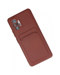 Newface Xiaomi Redmi Note 10 Pro Kılıf Kelvin Kartvizitli Silikon - Bordo