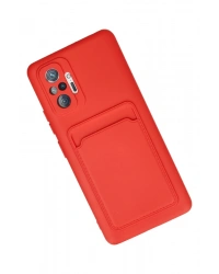 Newface Xiaomi Redmi Note 10 Pro Kılıf Kelvin Kartvizitli Silikon - Kırmızı