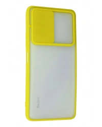 Newface Xiaomi Redmi Note 10 Pro Kılıf Palm Buzlu Kamera Sürgülü Silikon - Sarı