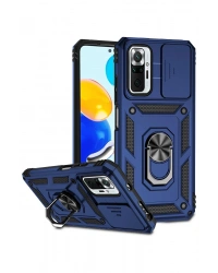 Newface Xiaomi Redmi Note 10 Pro Kılıf Pars Lens Yüzüklü Silikon - Lacivert