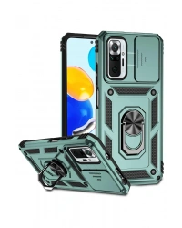 Newface Xiaomi Redmi Note 10 Pro Kılıf Pars Lens Yüzüklü Silikon - Yeşil