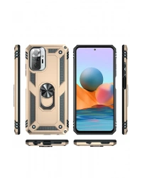 Newface Xiaomi Redmi Note 10 Pro Kılıf Sofya Yüzüklü Silikon Kapak - Gold