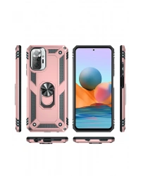 Newface Xiaomi Redmi Note 10 Pro Kılıf Sofya Yüzüklü Silikon Kapak - Rose