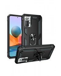 Newface Xiaomi Redmi Note 10 Pro Kılıf Sofya Yüzüklü Silikon Kapak - Siyah