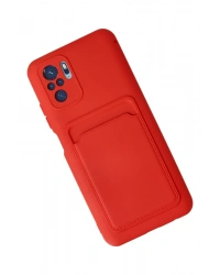 Newface Xiaomi Redmi Note 10S Kılıf Kelvin Kartvizitli Silikon - Kırmızı