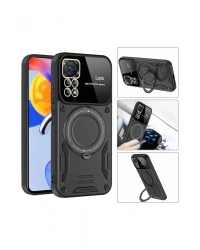 Newface Xiaomi Redmi Note 11 Pro Kılıf Joy Lens Standlı Kapak - Siyah