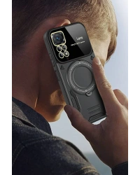 Newface Xiaomi Redmi Note 12 Pro 4G Kılıf Joy Lens Standlı Kapak - Koyu Yeşil