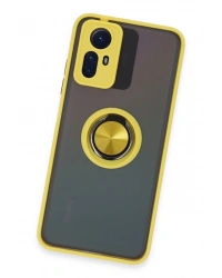 Newface Xiaomi Redmi Note 12S Kılıf Montreal Yüzüklü Silikon Kapak - Sarı