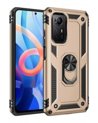 Newface Xiaomi Redmi Note 12S Kılıf Sofya Yüzüklü Silikon Kapak - Gold