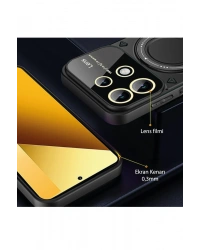 Newface Xiaomi Redmi Note 13 4G Kılıf Joy Lens Standlı Kapak - Koyu Yeşil