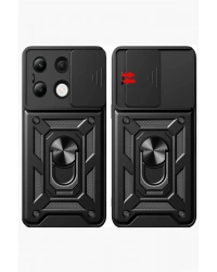 Newface Xiaomi Redmi Note 13 4G Kılıf Pars Lens Yüzüklü Silikon - Yeşil