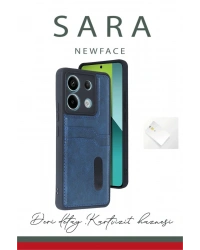 Newface Xiaomi Redmi Note 13 Pro 4G Kılıf Sara Kartvizitli Deri Kılıf - Taba