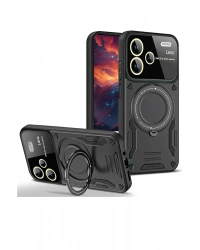 Newface Xiaomi Redmi Note 13 Pro Plus Joy Lens Standlı Kapak - Siyah