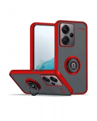 Newface Xiaomi Redmi Note 13 Pro Plus Kılıf Montreal Yüzüklü Silikon Kapak - Kırmızı