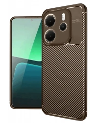 Newface Xiaomi Redmi Note 14 4G Kılıf Auto Focus Karbon Kapak - Kahverengi