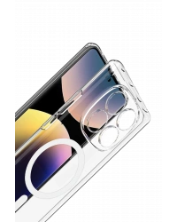 Newface Xiaomi Redmi Note 14 Pro 4G Combo Sert Şeffaf Magsafe Kapak - Şeffaf