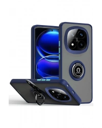 Newface Xiaomi Redmi Note 14 Pro 4G Kılıf Montreal Yüzüklü Silikon Kapak - Lacivert