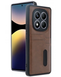 Newface Xiaomi Redmi Note 14 Pro 4G Kılıf Sara Kartvizitli Deri Kılıf - Taba