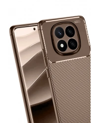 Newface Xiaomi Redmi Note 14 Pro 5G Kılıf Auto Focus Karbon Kapak - Kahverengi