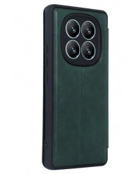 Newface Xiaomi Redmi Note 14 Pro 5G Kılıf Flip Cover - Koyu Yeşil