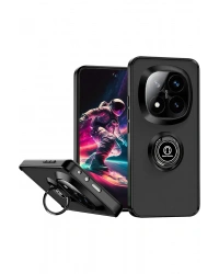 Newface Xiaomi Redmi Note 14 Pro 5G Kılıf Montreal Yüzüklü Silikon Kapak - Siyah