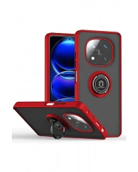 Newface Xiaomi Redmi Note 14 Pro Plus Kılıf Montreal Yüzüklü Silikon Kapak - Kırmızı