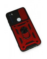 Newface Xiaomi Redmi Note 8 Kılıf Pars Lens Yüzüklü Silikon - Kırmızı