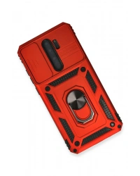 Newface Xiaomi Redmi Note 8 Pro Kılıf Pars Lens Yüzüklü Silikon - Kırmızı