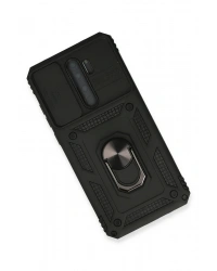 Newface Xiaomi Redmi Note 8 Pro Kılıf Pars Lens Yüzüklü Silikon - Siyah