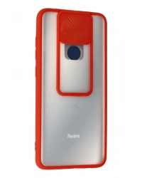 Newface Xiaomi Redmi Note 9 Kılıf Palm Buzlu Kamera Sürgülü Silikon - Kırmızı