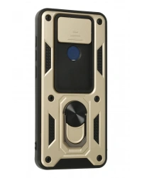 Newface Xiaomi Redmi Note 9 Kılıf Pars Lens Yüzüklü Silikon - Gold