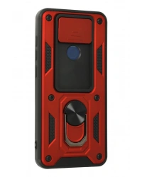 Newface Xiaomi Redmi Note 9 Kılıf Pars Lens Yüzüklü Silikon - Kırmızı