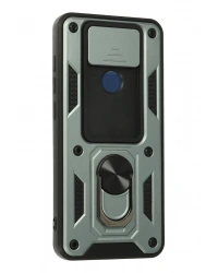 Newface Xiaomi Redmi Note 9 Kılıf Pars Lens Yüzüklü Silikon - Yeşil