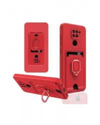 Newface Xiaomi Redmi Note 9 Kılıf Zuma Kartvizitli Yüzüklü Silikon - Kırmızı