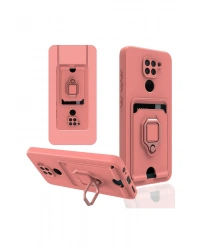 Newface Xiaomi Redmi Note 9 Kılıf Zuma Kartvizitli Yüzüklü Silikon - Pembe