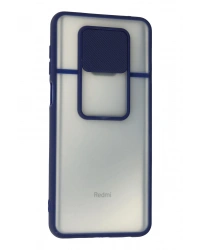 Newface Xiaomi Redmi Note 9 Pro Kılıf Palm Buzlu Kamera Sürgülü Silikon - Lacivert