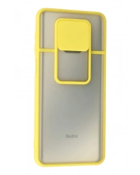 Newface Xiaomi Redmi Note 9 Pro Kılıf Palm Buzlu Kamera Sürgülü Silikon - Sarı