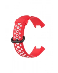 Newface Xiaomi Redmi Watch 2 Spor Delikli Kordon - Kırmızı-Beyaz