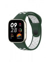 Newface Xiaomi Redmi Watch 3 Spor Delikli Kordon - Haki Yeşil-Beyaz