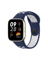 Newface Xiaomi Redmi Watch 3 Spor Delikli Kordon - Lacivert-Beyaz