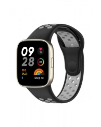 Newface Xiaomi Redmi Watch 3 Spor Delikli Kordon - Siyah-Gri