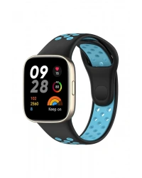 Newface Xiaomi Redmi Watch 3 Spor Delikli Kordon - Siyah-Mavi
