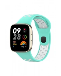 Newface Xiaomi Redmi Watch 3 Spor Delikli Kordon - Turkuaz-Beyaz
