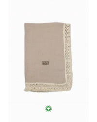 Organik Müslin 80x90 Fistolu Battaniye 70112 Bej